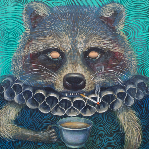 Painting of a raccoon